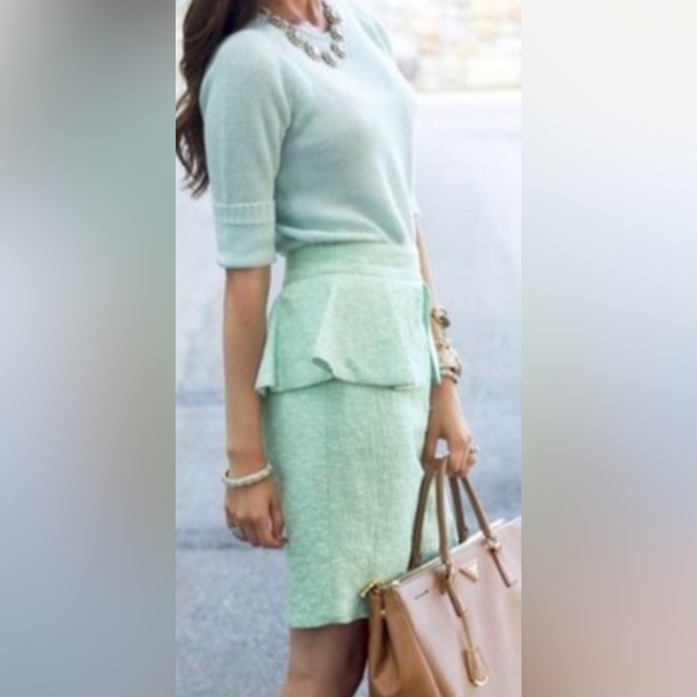 Zara Mint Green Tweed Peplum Skirt - Picture 5 of 7